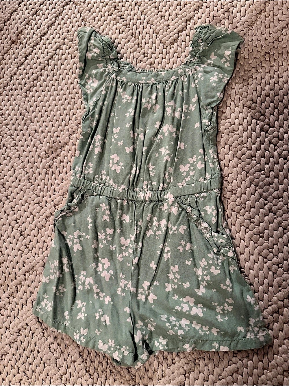 Cat & Jack Toddler Girls Butterfly Print Romper Green & Pink 3T